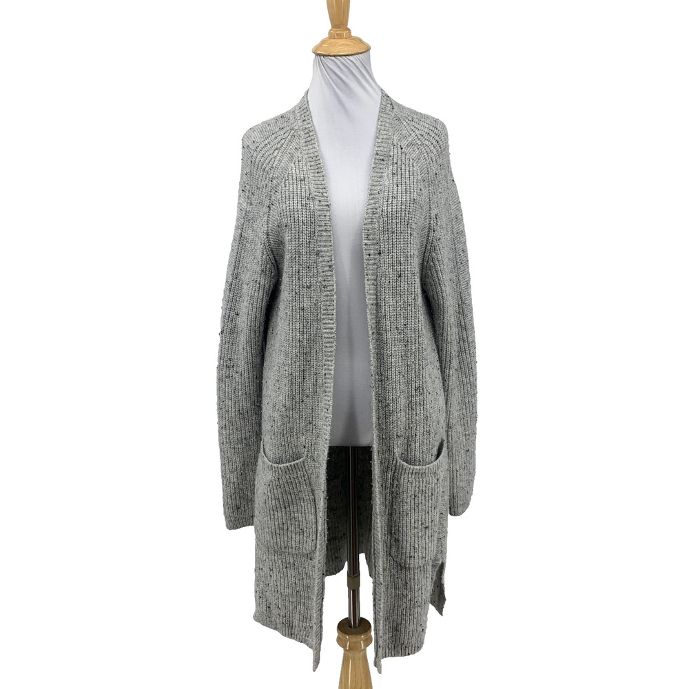 Kuhl Cardigan Women L Large Gray Merino Wool Blend Knit Open Front Long Sweater